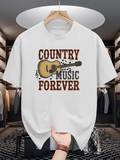 Men's T-Shirt Country Music Forever Classic Guitar With Decorative Musical Notes