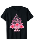 Men's T-Shirt Blossoming Pink Flowers With Ribbons Forming A Decorative Tree