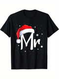 Men's T-Shirt Mr With Santa Hat Snowflakes And Christmas Theme Shirt