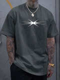Men's T-Shirt Radiant Glow With Shimmering Starburst On Charcoal Fabric Star