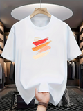 Men's T-Shirt Vibrant Colorful Brush Strokes On Plain White Cotton Tee