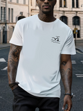 Men's T-Shirt Minimalist Sunrise With Flying Seagull Over Gentle Ocean Waves