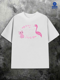 Men's T-Shirt Pink Flamingo Among Leaves And Playful Baby Animal