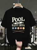 Men's T-Shirt Pool Is My Happy Hour Cue Sticks With Colorful Billiard Balls Illustration