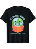 Men's T-Shirt Color Our World Summer Reading 2025 With Glasses Wearing Earth Reading Book