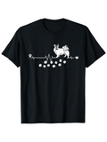 Men's T-Shirt Heartbeat Line With Paw Prints And Playful Dogs Graphic