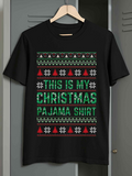 Men's T-Shirt This Is My Christmas Pajama Shirt With Red And White Patterned Snowflakes