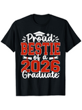 Men's T-Shirt Proud Bestie Of A Graduate Chalk Lettering With Graduation Cap Tee