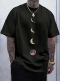 Men's T-Shirt Faded Moon Phases Overlapping On Black T Shirt