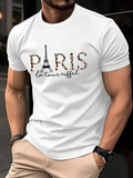 Men's T-Shirt Paris Decorative Lettering With Iconic Eiffel Tower Motif Graphic T Shirt