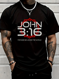 Men's T-Shirt John 316 Bold Text With Red Crown Pattern Lettering