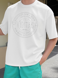 Men's T-Shirt Circular Badge With Faded Letters Marking Urban College Emblem