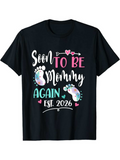 Men's T-Shirt Soon To Be Mommy Again Colorful Baby Footprints With Little Hearts