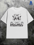Men's T-Shirt Cat Mama Whimsical Hand Drawn Lines With Smiling Cat Face