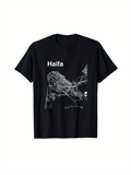 Men's T-Shirt Haifa Minimalist Urban Lines Map Cityscape Shirt