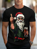 Men's T-Shirt Cool Christmas Santa Holding A Glass Of Beer