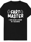 Men's T-Shirt Fart Master Room Clearing Power With Playful Cartoon Text T Shirt