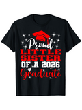 Men's T-Shirt Proud Little Sister Of A Graduate With Stars And Red Cap