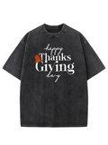 Men's T-Shirt Happy Thanksgiving Day With Classic Pilgrim Hat Graphic