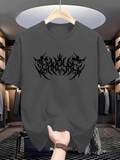 Men's T-Shirt Abstract Thorny Shape With Symmetrical Pattern And Spiky Black Emblem