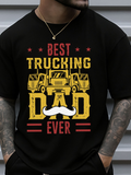 Men's T-Shirt Best Trucking Dad Ever Vintage Trucks And Mustache Design Shirt