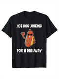 Men's T-Shirt Hot Dog Looking For A Hallway With Sunglasses Waving Funny Cartoon Hot Dog