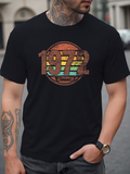Men's T-Shirt Retro Sunset Stripes With Vintage Numbers And Classic Round Emblem
