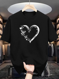 Men's T-Shirt Fluttering Butterflies With Abstract Swirling Lines Around Open Heart
