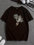 Men's T-Shirt Skeleton Hand Holding Stacks Of Cash Among Dark Shadows Money