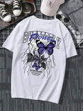 Men's T-Shirt Butterfly Flowers Surreal Purple Accents Among Branches With Skull Butterfly