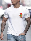 Men's T-Shirt Smiling Holiday Gingerbread Cookie With Red Santa Hat Character