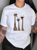 Women's T-Shirt Cool Giraffes Wearing Sunglasses Standing Side By Side Family