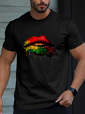 Men's T-Shirt Colorful Dripping Paint With Bold Glossy Lips