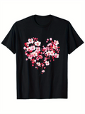 Men's T-Shirt Romantic Pink Blossoms Forming A Heart Shaped Floral Pattern Flower