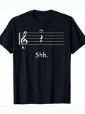 Men's T-Shirt Shh Quirky Musical Pause Symbol With Treble Clef Sheet Music Staff Notes