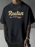 Men's T-Shirt Roatan Honduras Colorful Arrow Under Sunset Sky T Shirt