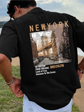 Men's T-Shirt New York Cityscape Bridge Among Skyscrapers Urban Dream Brooklyn T Shirt