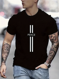 Men's T-Shirt Minimalist Design With White Lines And Statement Peace