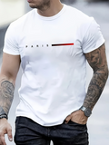 Men's T-Shirt Paris With Minimalist Black And Red Striped Lettering Design T Shirt