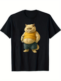 Men's T-Shirt Chubby Cartoon Cat With Yellow Tank Top Shorts Moody Stance Standing Upright Furry Character