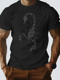 Men's T-Shirt Monochrome Stylized Linework Illustration With Spiked Tail And Imposing Claws Scorpion