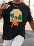 Men's T-Shirt Sunlit Window With Lush Green Plants Surrounding A Relaxed Woman