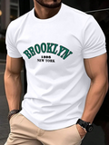 Men's T-Shirt Brooklyn 1898 New York Minimalist Vintage Lettering White T Shirt