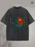 Men's T-Shirt Rising Sun With Crescent Moon Over Rolling Ocean Waves