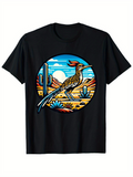 Men's T-Shirt Desert Sunrise With Colorful Sky Surrounding A Lone Majestic Roadrunner