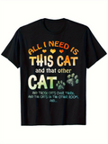 Men's T-Shirt All I Need Is This Cat With Playful Paw Prints Among Whimsical Typography Cat
