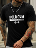 Men's T-Shirt Bold Motivational Lettering With Barbell Illustration Gym Shirt