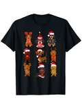 Men's T-Shirt Adorable Festive Dogs With Santa Hats In Holiday Cheerful Patterns Dog