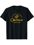 Men's T-Shirt Okinawa Japan With Textured Brushstroke Calligraphy And Nature Motif