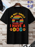 Men's T-Shirt Im Not Single Retro Colored Stripes With Silhouette And Paw Prints Dog